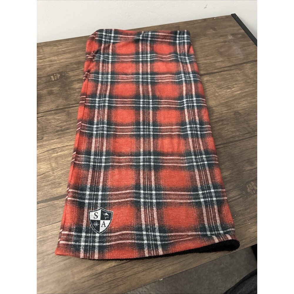 Salt Armour Co. Red Plaid Thermal Fleece Lined Face Mask Ski Buff Neckware